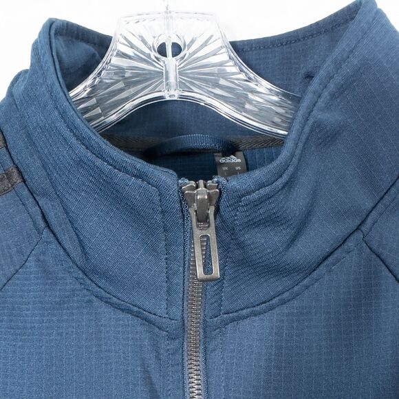 Adidas 3 Stripes Track Jacket Mens Large Blue Black Ripstop Grid Fleece DH9089 - Picture 7 of 16